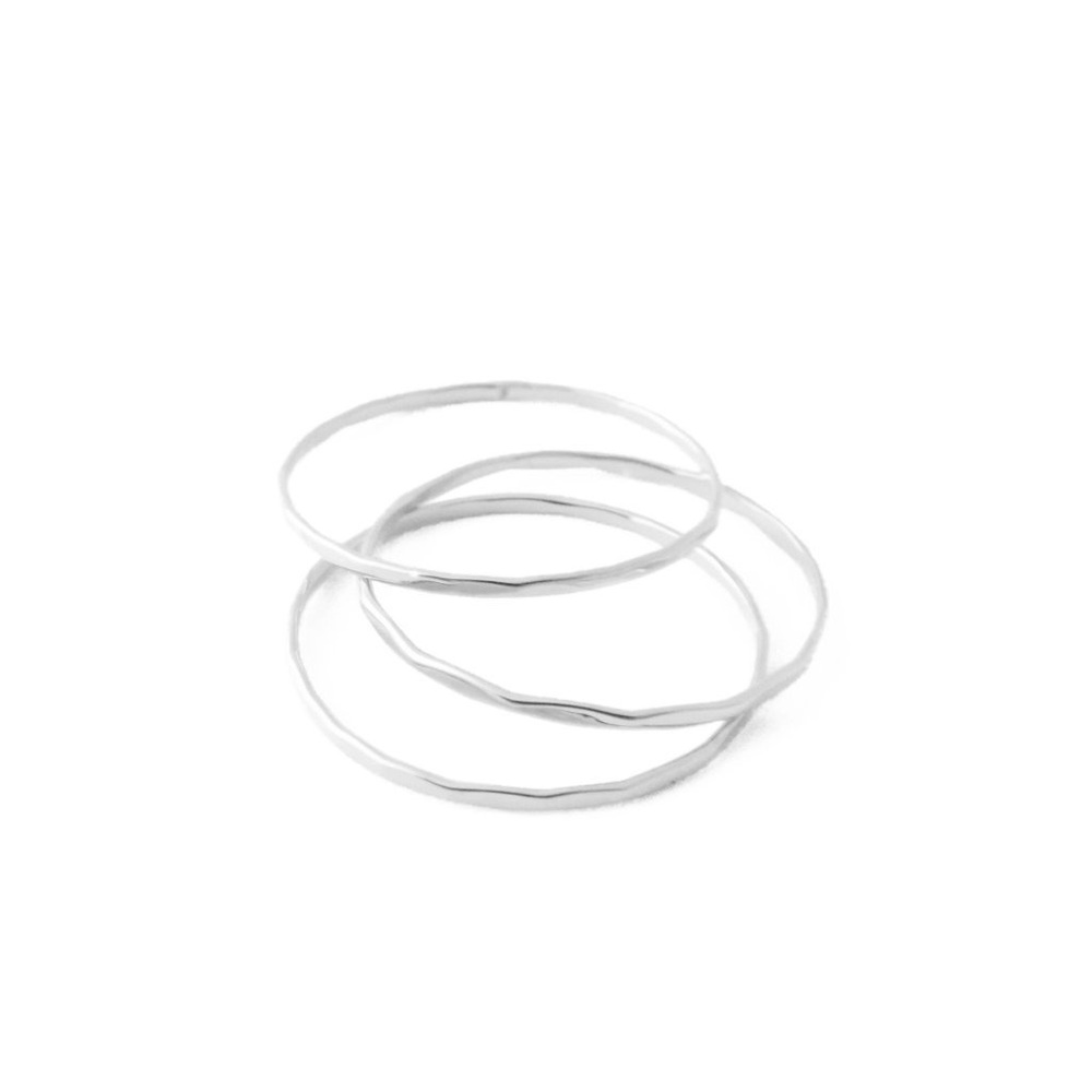 Honeycat Skinny Hammered Stacking Ring Trio